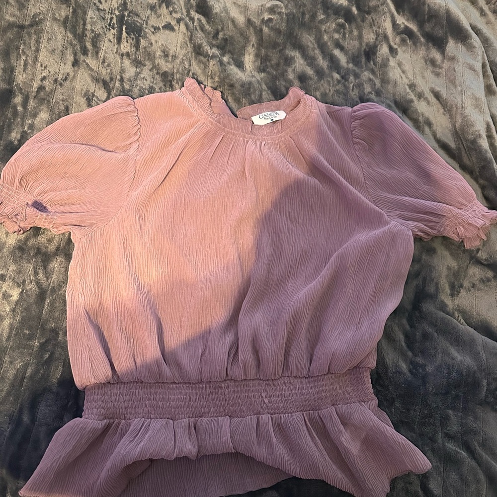 Purple Short Sleeve Blouse